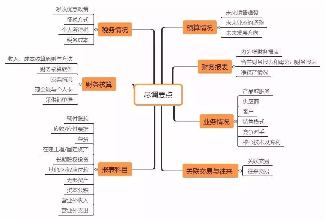 附:财务尽调中思维导图框架图片
